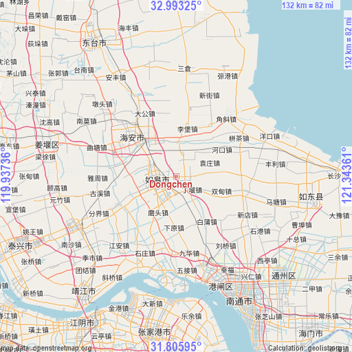 Dongchen on map