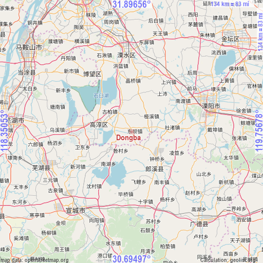 Dongba on map