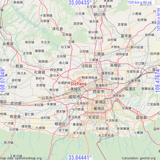 Dizhang on map