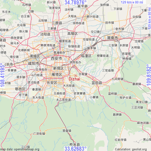 Dizhai on map