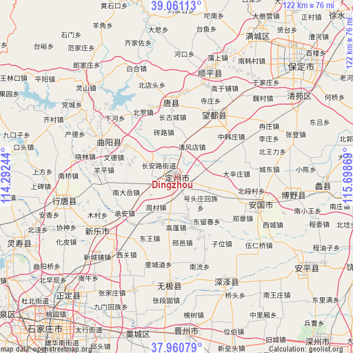 Dingzhou on map