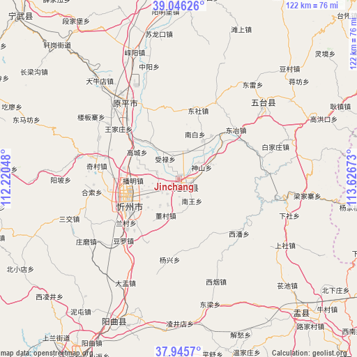 Jinchang on map