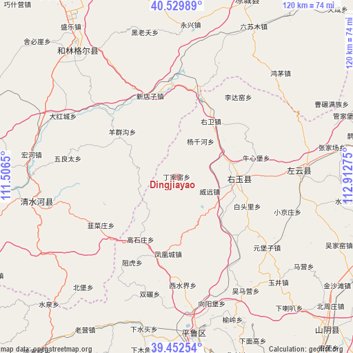 Dingjiayao on map