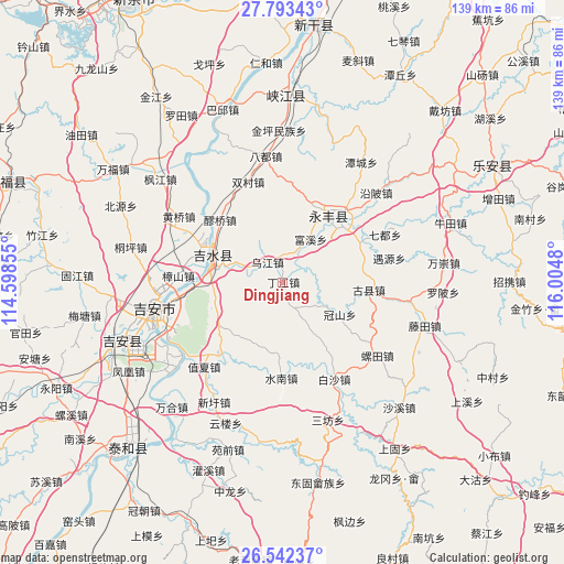 Dingjiang on map