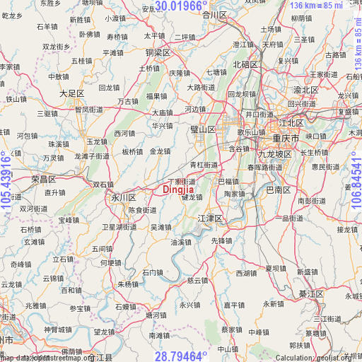 Dingjia on map