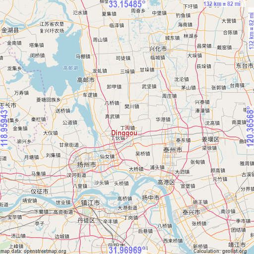 Dinggou on map