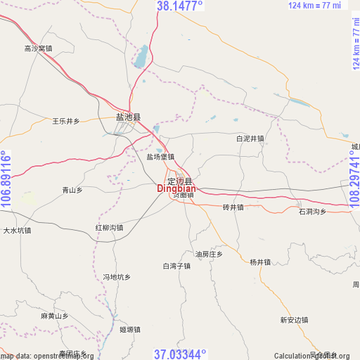 Dingbian on map