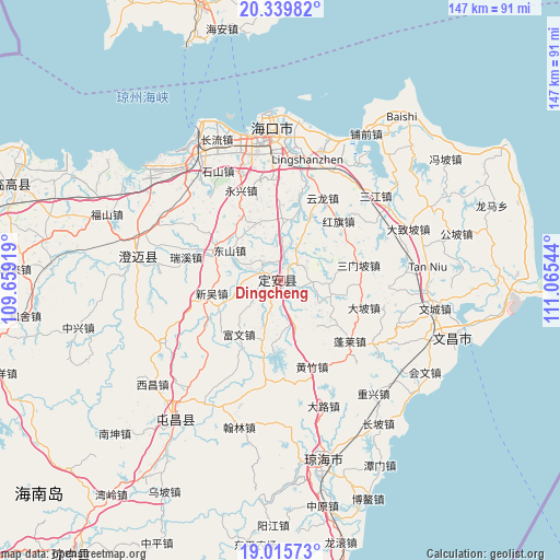 Dingcheng on map