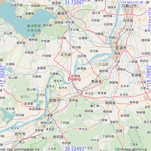 Digang on map