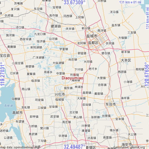 Diaoyumiao on map