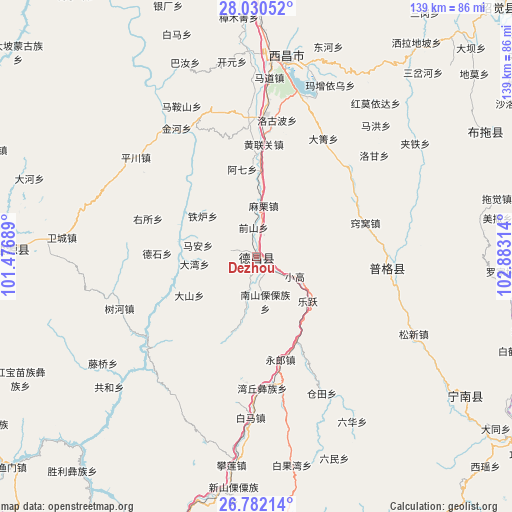 Dezhou on map