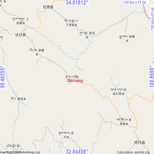 Dêrnang on map