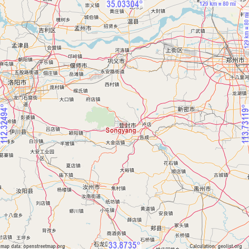 Songyang on map