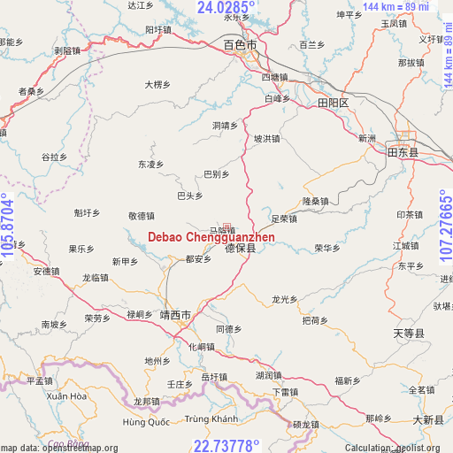 Debao Chengguanzhen on map