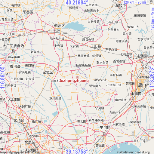 Dazhongzhuang on map