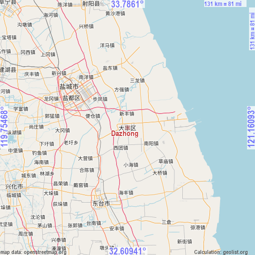 Dazhong on map
