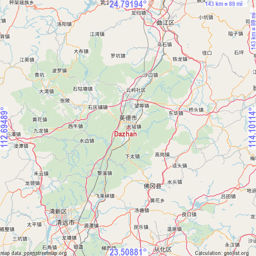 Dazhan on map