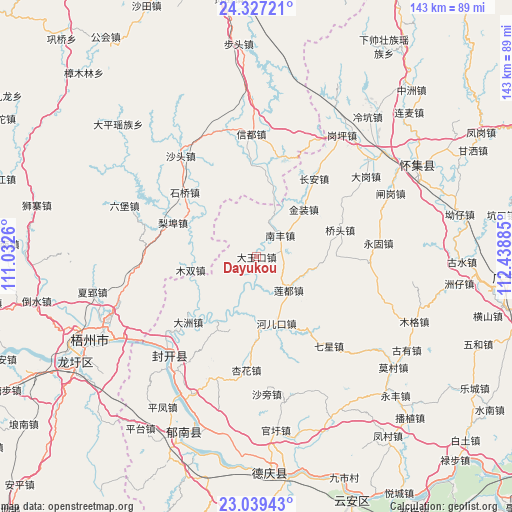 Dayukou on map