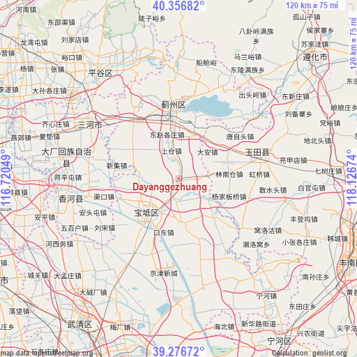 Dayanggezhuang on map