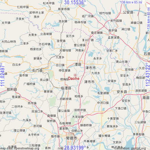 Daohe on map