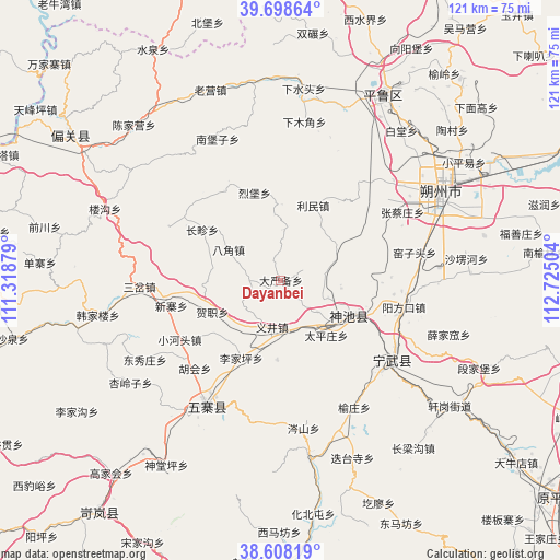 Dayanbei on map