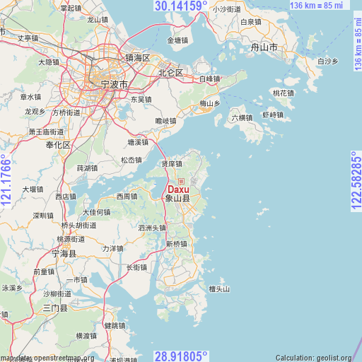 Daxu on map