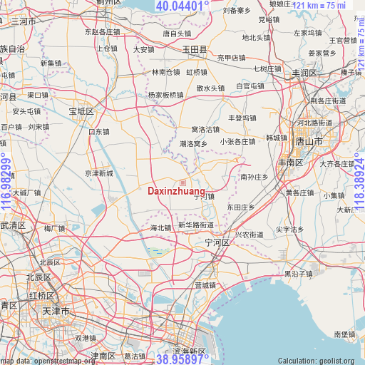 Daxinzhuang on map