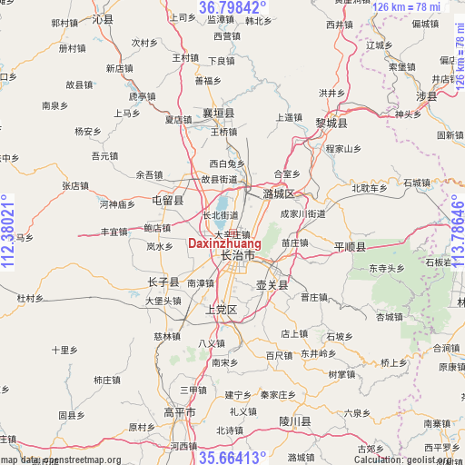 Daxinzhuang on map