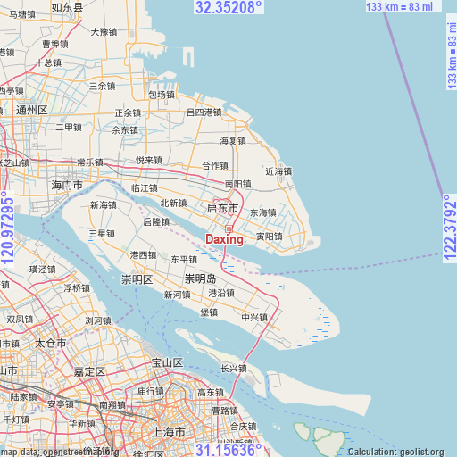 Daxing on map