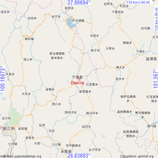 Daxing on map