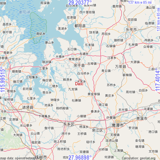 Daxi on map