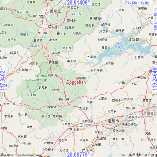 Dongshan on map