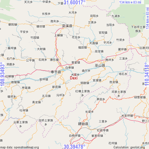 Daxi on map