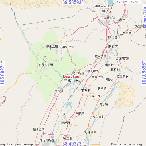 Dawukou on map