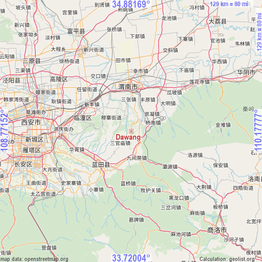 Dawang on map