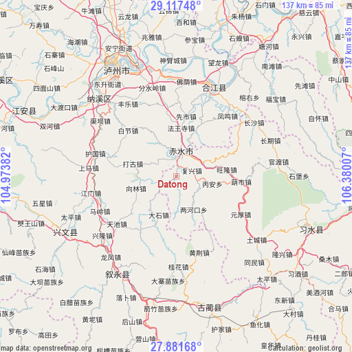 Datong on map