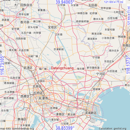 Datangzhuang on map