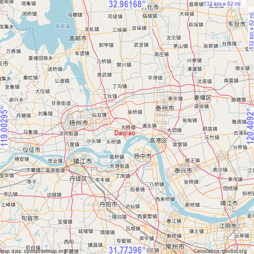 Daqiao on map