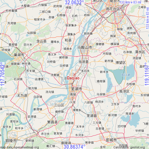 Daqiao on map