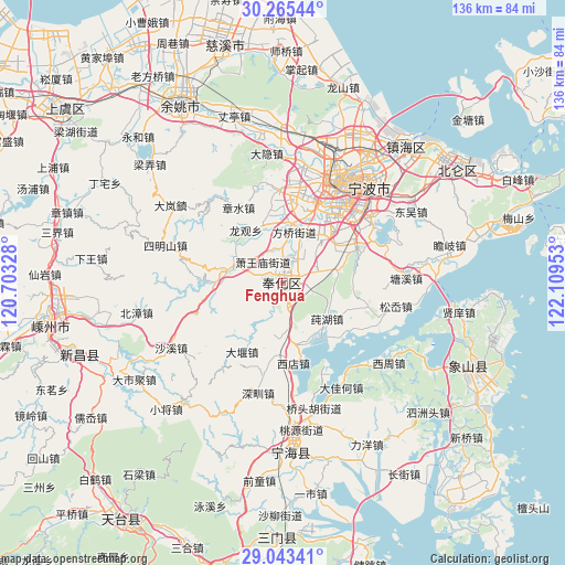 Fenghua on map
