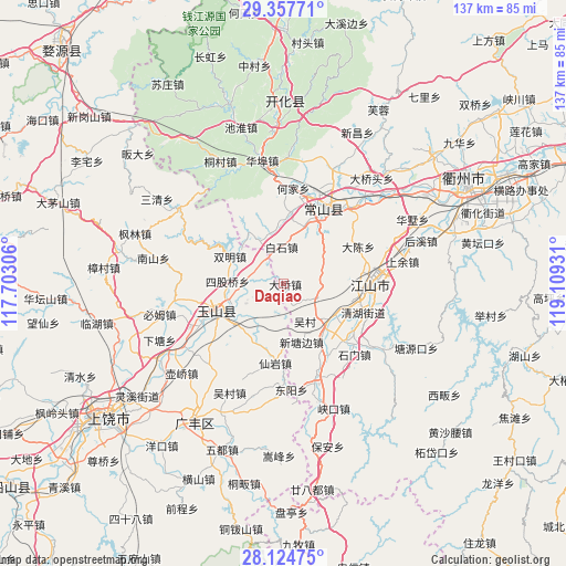 Daqiao on map