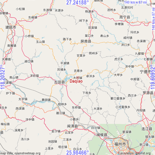 Daqiao on map