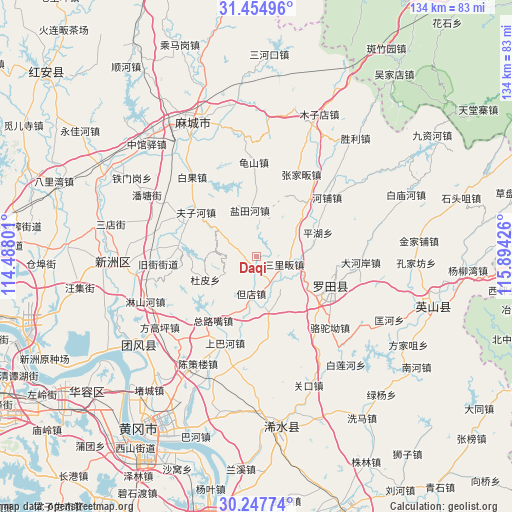 Daqi on map