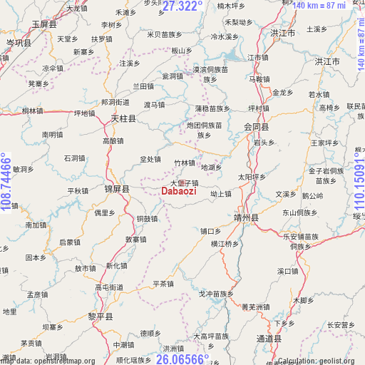 Dabaozi on map