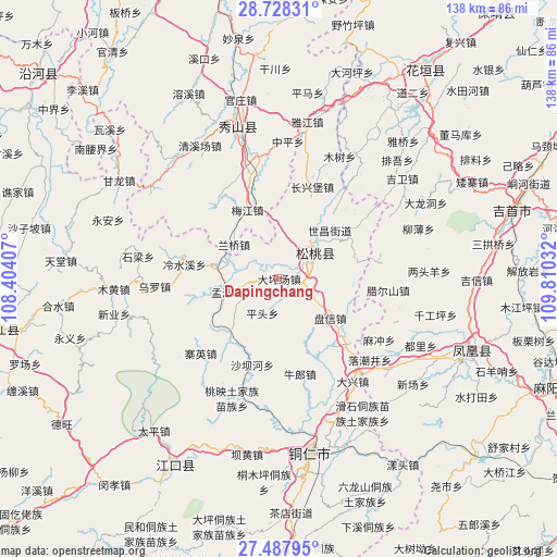 Dapingchang on map