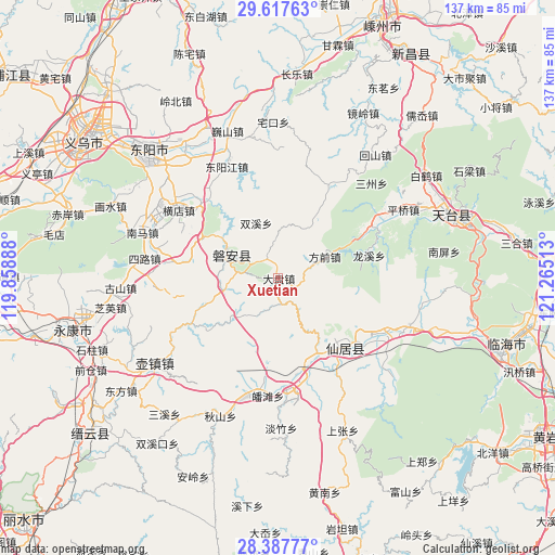 Xuetian on map