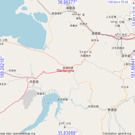 Daotanghe on map