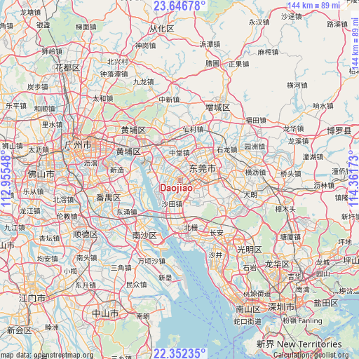 Daojiao on map