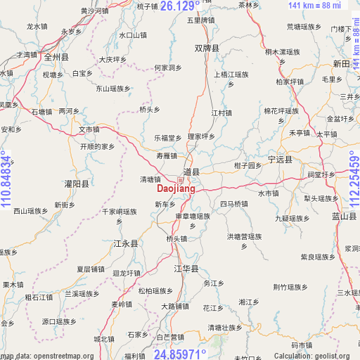 Daojiang on map