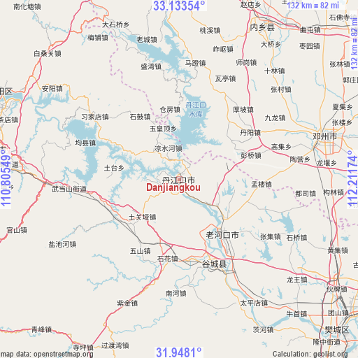 Danjiangkou on map